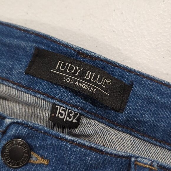 Judy Blue Jeans Womens 15/32 Blue Boyfriend Fit Distressed Medium Wash - Picture 8 of 13